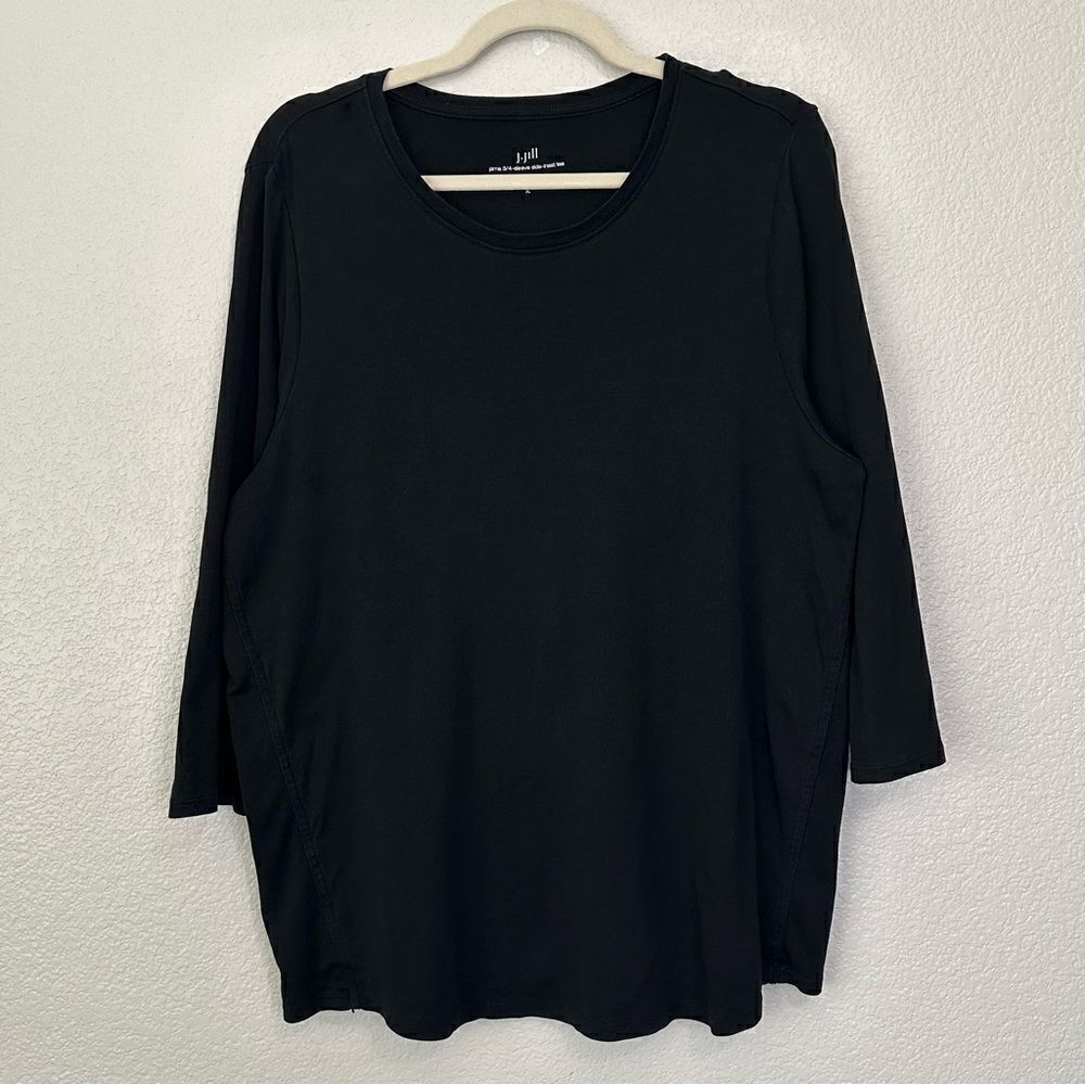 J. Jill 100% Pima Cotton 3/4 Sleeves Side Inset Tee